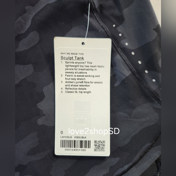 Lululemon Sculpt TankHeritage 365 Camo Deep Coal Multi / Black NWT Size 0 - Picture 7 of 9